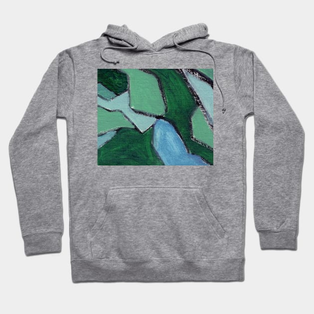 Cobalt Blue Navy Green Abstract Art Hoodie by Go Abstract Art